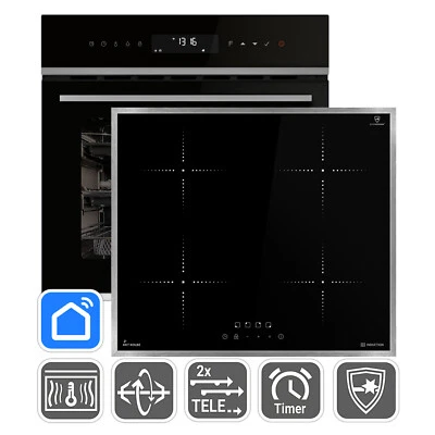 Autarkes Herdset: 60cm Einbaubackofen  + 59cm Induktionskochfeld  Drehspieß - Bild 1 von 4