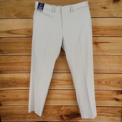 Pantalones de vestir Haggar Premium para hombre talla 36x30 beige calce recto cintura flexible NUEVO Foto 1 de 4