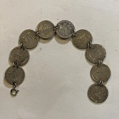 Antique Liberty Seated Dimes (1850,1883x6,1884x2) LOVE TOKEN Bracelet, 9 Coins - Image 1 of 4
