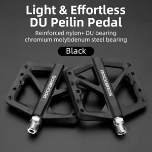 ROCKBROS Bicycle Nylon Pedals Widen DU Bearing Lightweight Cycling Pedals 9/16" - Picture 1 of 15