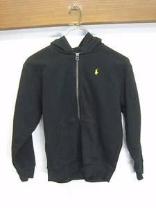 Polo Boys Black M Long Sleeve Full Zip Hooded sweatshirt 2 front pockets EUC - Picture 1 of 9