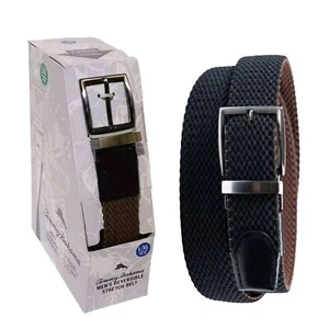 Tommy Bahama Mens Stretch Reversible Braided Belt Leather Black Brown L/XL 38-42 - Picture 1 of 12