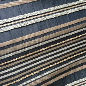 Tela de tapicería cortinas textura rayas marrón oscuro negro beige 59" x 130" - Imagen 1 de 17