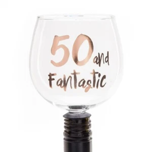50th Birthday Tipple Topper Everlasting Wine Glass - Picture 1 of 3