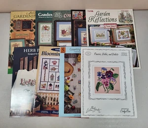 Mixed Lot of Needlepoint Cross Stitch Charts - Flowers, Garden, Birdhouse, Herbs - Picture 1 of 6