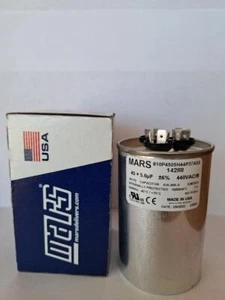 Condensador de funcionamiento de motor redondo Mars 45/5 MFD 440/370 VAC aluminio 14288, EE. UU., NUEVO - Imagen 1 de 4