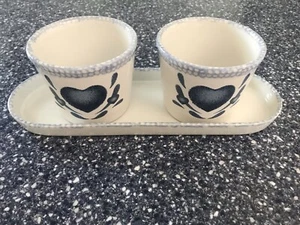 Blue Hearts Set of 2 Window Planters with Tray Unused - Picture 1 of 4