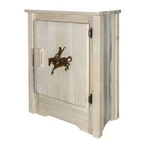 Montana Woodworks Homestead Wood Accent Cabinet with Bronc Design in Natural - Picture 1 of 5
