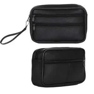 Bolso de muñeca para hombre bolso de mano bolso bandolera cuero de vaca auténtico  - Imagen 1 de 8