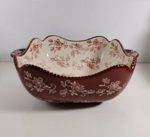 Temptations by Tara Red Floral Lace 1 Qt Serving Bowl - Picture 1 of 6
