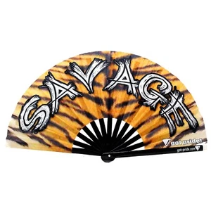 Savage Large Bamboo Folding Clack Hand Fan for Raves, Festivals, Parties, LGBT - Picture 1 of 1