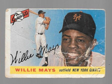 1955 Topps Baseball Card, #194 Willie Mays, Giants, Lower Grade, See Scans