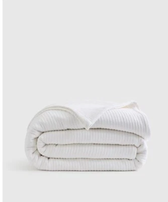 NUEVO SIN ETIQUETAS COBERTOR MATELASSE 100% ALGODÓN ORGÁNICO MEMBRILLO SOLO FULL QUEEN BLANCO Foto 1 de 4