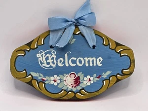 Vintage Hand Painted WELCOME Door Sign German Style Vibes 5 3/4 x 3 3/8" - Picture 1 of 5