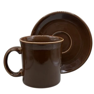 Homer Laughlin Fiesta Schokolade 12 Unzen Java Becher mit Untertasse Teller - Bild 1 von 9