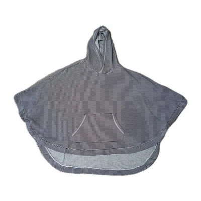 Poncho con capucha Saks Fifth Avenue rayas negras/grises talla pequeña Foto 1 de 4