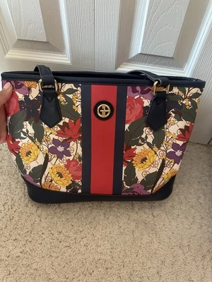 Bolsa tote feminina GIANI BERNINI Saffiano listra floral, cor Chambray (orig. US$ 99,50) - Imagem 1 de 4