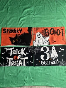 "Juego de 4 fundas de almohada decorativas de Halloween casa embrujada espeluznante 19""x11""" - Imagen 1 de 24