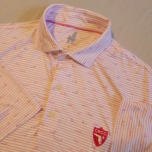 Polo de golf Johnnie-o peso pluma para hombre pequeño niña estampado por todas partes rosa SS - Imagen 1 de 4