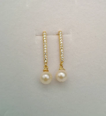 Orecchini donna perla argento 925  pendenti a lobo piccoli eleganti - Immagine 1 di 4