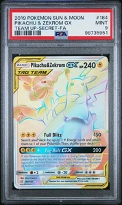Pikachu & Zekrom Gx 184/181 PSA 9 MINT - Secret Rare - Team Up - Picture 1 of 2