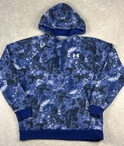 Sudadera con Capucha Under Armour Para Hombre Grande Azul Tie Dye Abstracto Cordón Vellón Logo - Imagen 1 de 7