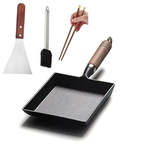 Tamagoyaki Japanese Omelette Pan Cast Iron Wooden Handle 9×7 inch - Picture 1 of 8