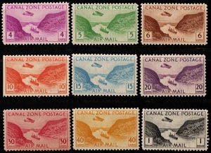 Canal Zone Airmail Stamps Scott #C6 - #C14 Mint F-VF+ Complete Set of 9 Nice! - Picture 1 of 1