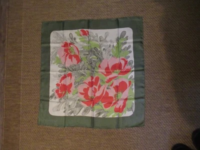 Vtg Giovanni Redu Rido Silk Scarf Floral Orange Poppies 26" Square m - Image 1 of 4