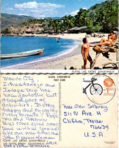 Postcard Playa Las Gatas Zihuatanejo Mexico Beach Scene - Picture 1 of 1
