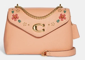 COACH TAMMIE Shoulder Bag w Floral Whipstitch Faded Blush Pink CA145 NWT $450 - Picture 1 of 8