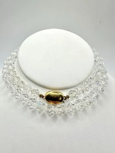 Vintage Swarovski signierte SAL Facette Kristall Perlen 22-24 Zoll Halskette goldfarben LESEN SIE MEHR - Bild 1 von 20