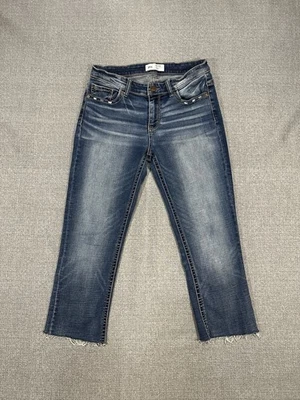 BKE Payton 女式牛仔裤 27x31.5 码中腰直筒原始下摆蓝色牛仔布 — 第 1/4 张图片