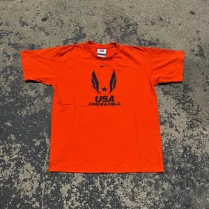 Vintage Y2K Nike USA Track & Field T-Shirt Orange Youth Size XL Sportswear - Picture 1 of 5
