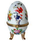 Vintage Faberge Egg Style Trinket Box China Porcelain Enamel Gold/Brass NiceGift