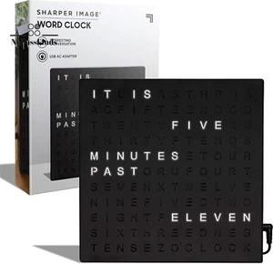 ® LED Light-Up Word Clock, 7.75" Modern Design, Electronic Accent Wall or Desk C - Picture 1 of 12