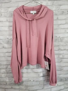 Rize Renew XL Women Crop Top Pullover Workout Casual Sweatshirt Pink Rose Color - Picture 1 of 9
