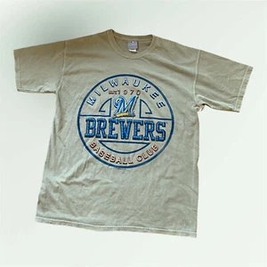 RETRO MILWAUKEE BREWERS OFFICIAL BASEBALL CLUB Men’s Big Logo T-SHIRT Green L - Picture 1 of 5