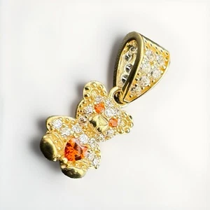 Beltran Jewelry Teddy Bear Heart 14k Yellow Gold 1.5G Orange 18x8m Charm Pendant - Picture 1 of 8