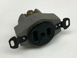 Hubbell P-1716 Receptacle 30A 250V 2-Wire, Non-Grounding, Black Porcelain Style - Picture 1 of 6