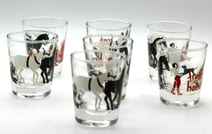 VINTAGE LIBBEY "Fresh Horses" SHOT GLÄSER 7er Set Top Zustand Barware - Bild 1 von 10