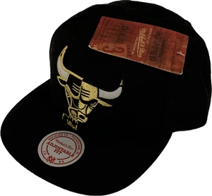 Chicago Bulls NBA Basketball Mitchell Ness Split Crown HWC Snapback Hat Gold - Picture 1 of 4