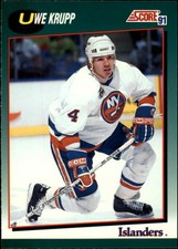 1991-92 Score Rookie Traded Islanders Hockey Card #104T Uwe Krupp