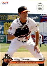 2004 Frederick Keys Choice Smoking Stops Here 7 Gregg Davies Olney Maryland Card
