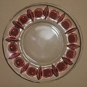 Indiana Glass - Ruby Red Dots/Dashes Salad/Desert Plate 8.5" - Picture 1 of 2