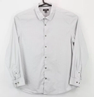 Camisa Alfani Hombre Abotonada Cuello LS Talla XL Blanca Gris Rayas Foto 1 de 4