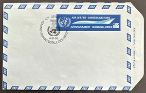 United Nations UN Geneva 1969 UC1 FDC Air Letter Sheet - Picture 1 of 2