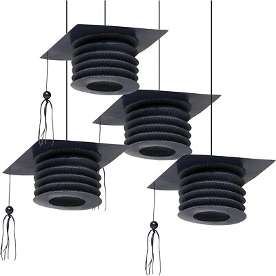 Graduation Party Decorations Hanging Mortar Board Lanterns Decorations Grad x 4 - Image 1 of 2