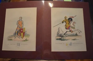 2 1824 Samuel Meyrick Engraving Antient Armour Art Hand Colored Original,Matted - Bild 1 von 4