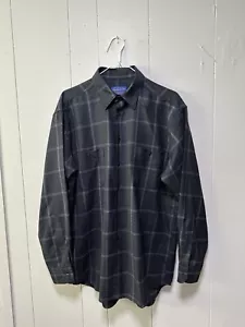 Pendleton camicia pura lana vergine con bottoni flanella taglia media ottima nera - Foto 1 di 9